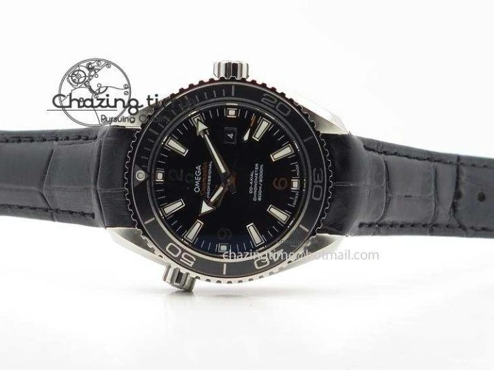 0104 Vibrant Planet Ocean Professional SS V6F 37mm Ladies Ceramic Bezel On Black Leather Strap A 8257